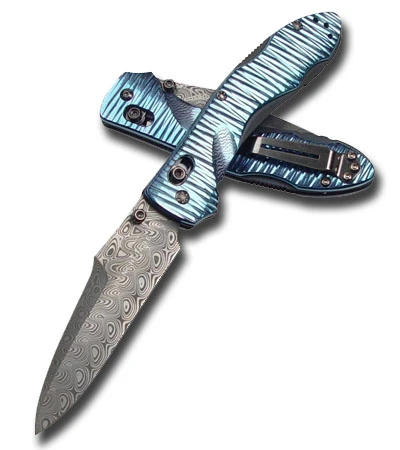 Benchmade Gold Class Kulgera Osborne Titanum Handle Damascus Blade Axis 930-91 1 Benchmade Gold Class Kulgera Osborne Titanum Handle Damascus Blade Axis 930-91