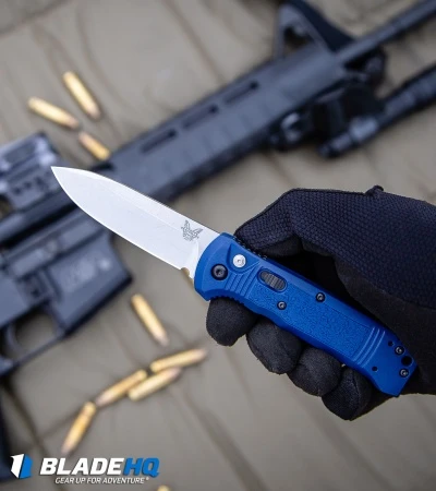 Benchmade 4400-1 Casbah Automatic Knife Blue Grivory (3.4" Satin) 4 Benchmade 4400-1 Casbah Automatic Knife Blue Grivory (3.4" Satin) - Image 4