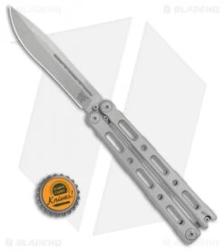 Benchmade 85 Bali-Song Butterfly Knife Integral Titanium (4.4" Stonewash) -Benchmade Shop Benchmade 85 Bali Song Butterfly Knife Integral Titanium 4.4in Stonewash 85 BHQ 113577 LS Bottlecap