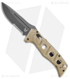 Benchmade Adamas Automatic Knife Desert Tan G-10 (3.8" Gray Serr) 2750SGY-3