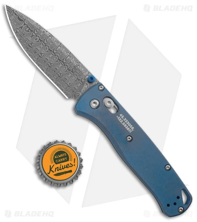 Benchmade Bugout AXIS Lock Knife Blue Titanium (3.2" Damasteel) 535-2204 4 Benchmade Bugout AXIS Lock Knife Blue Titanium (3.2" Damasteel) 535-2204 - Image 4