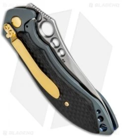 Benchmade 890-111 Torrrent Knife Gold Class Spring Assist (3.6" Satin) -Benchmade Shop Benchmade Gold Class Mini Skirmish FL Ti CF Satin 635 82 BHQ 89957 jr side