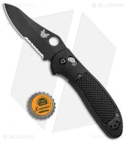 Benchmade Griptilian AXIS Lock Knife Black (3.45" Black Serr) 550SBKHG-154CM -Benchmade Shop Benchmade Griptilian AXIS Lock Black Black Serr 550SBK S30V BHQ 4017 jr bottlecap
