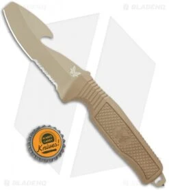 Benchmade H2O Fixed Blade Dive Knife Tan Santoprene (3.5" Tan Serr) 9 Benchmade H2O Fixed Blade Dive Knife Tan Santoprene (3.5" Tan Serr) -Benchmade Shop Benchmade H20 Fixed Blade Dive Tan 112SSN Tan Coated Serr BHQ 123893 jr bottlecap