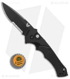 Benchmade Rukus II Automatic Knife (3.4" Black Serr) 9600SBK -Benchmade Shop Benchmade Rukus 2 black serr BHQ 74379 er bottlecap
