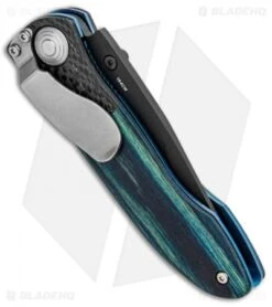 Vintage Benchmade 690 Liner Lock Knife Blue Wood/CF (3.625" Serr) 690SBTBLU 7 Vintage Benchmade 690 Liner Lock Knife Blue Wood/CF (3.625" Serr) 690SBTBLU -Benchmade Shop Vintage Benchmade 690 LL Blue Wood CF Serr 690SBTBLU BHQ 99187 jr side