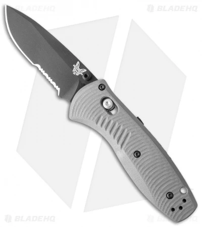 Benchmade Mini Barrage AXIS-Assist Knife Gray G-10 (2.91" Black Serr) 585SBK-2 1 Benchmade Mini Barrage AXIS-Assist Knife Gray G-10 (2.91" Black Serr) 585SBK-2