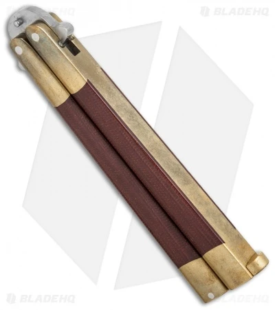 Benchmade Vintage Bali-Song USA Jody Samson Butterfly Knife Red Rag Micarta (4.25" Bowie) 2 Benchmade Vintage Bali-Song USA Jody Samson Butterfly Knife Red Rag Micarta (4.25" Bowie) - Image 2